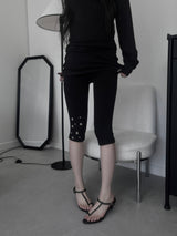 eyelet stud capri leggings (2color)