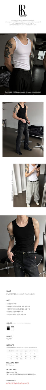 [MUSCLE FIT] ベーシックマッスルフィットスリーブレス(2color)