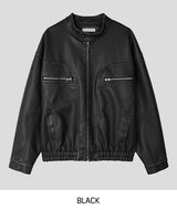 Gross cut washed leather jacket