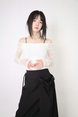 Ara off-Shoulder Mesh Tee