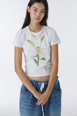 FLOWER CROP TOP (WHITE)