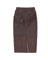 Sheer Shirring Slit Skirt _ BROWN