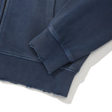 VINTAGE WASHING STUD POINT CROP HOODIE ZIP UP [NAVY]