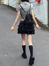 Leahn Frill Tiered Banding Mini Skirt