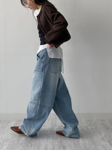 [Unisex] フォース10ピンタックワイドデニムパンツ