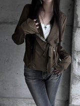 suede drape rider jacket (2color)