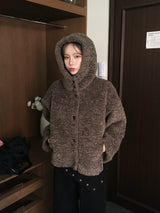Foaming High Neck Poggle Fur Hooded Jacket (3c)
