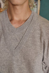 LAYERED V NECK KNIT / GREY