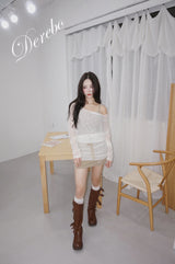 Lace Two-Piece Shirring Layered Dress