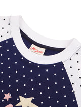 Oversized fit Raglan-dot T-shirt Navy (FCF3TS648W)
