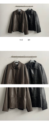 neck pocket collar leather jacket