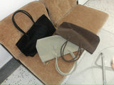 Suede Big Shoulder Tote Baguette Bag