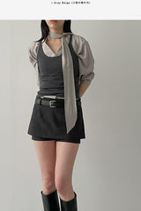 Lien V-Neck Tie Blouse