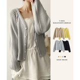 Pastel Slim Fit Ribbed V-Neck Knit Cardigan 