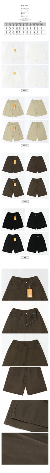 Retro waistband pintuck cotton bermuda pants shorts [short, basic selection]
