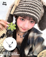 [Ive Rey Pick!][S.Steel] Black Oriental Butterfly Necklace