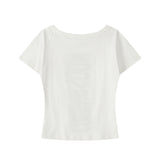 Lettering Round Half T-shirt