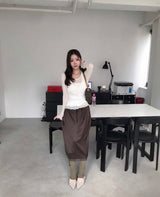 inure satin on lace midi sk