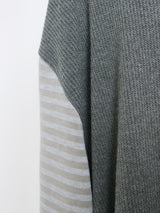 Hakata Stripe Coloring String Knitwear Zip-Up