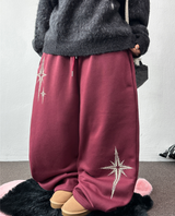 wide balloon fleece-lined hustle fire print wide long pants 🩶 3 COLOR