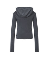 TATTOOED GRAPHIC STRIPE THIN HOOD_CHARCOAL