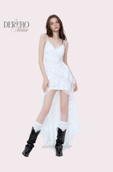 wrench lace unbalanced frill sleeveless dress