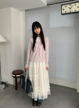 Lanbaf Frill Tiered Layered Long Skirt