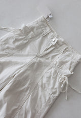 Two-block layered string wide pants