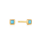 Turquoise Square Stud 925 Silver Earring E033-01G