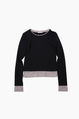 モダルツートーンレイヤード長袖Tシャツ