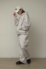 EEERRR Basic logo needlework hoodie (Gray)