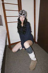 Twisted collar knit pants two-piece set