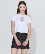 Ballet Shoes Ribbon T-shirt_White