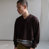 Kidmohair v-neck knit / Brown