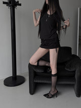 black studded skirt pants