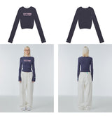 Cropped needlework wool-blend sweater
