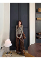 Cozy Soft Shirring Long Sleeve T-shirt