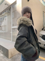 Grand Fur Hoodie Zip-Up Parka Jacket