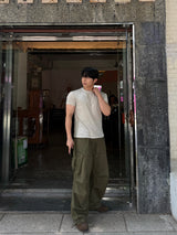 Washed buckle cargo pants
