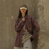 Logo Point Check Shirt - Burgundy