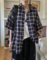 アロサマーリネンチェックシャツ