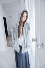 shirring neck hood zip-up(3colors)