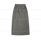 STRIPE BUTTON WRAP SKIRT