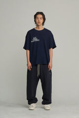 Crew neck s/s waffle tee/deep-navy