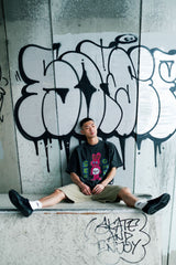 "SECOND RABBIT" プリント S/S ウォッシュドTシャツ