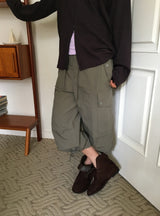 Elise Nylon Wide Capri Bermuda Pants