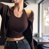 [BELLIDE MADE] Holter neck camisole + cardigan setup