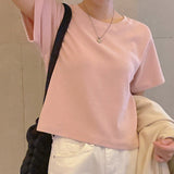 plain napping peach short-sleeved T-shirt