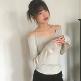[MADE] ハー ホルター ストラップ オフショルダー ニットウェア