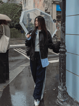 With Trackline Jersey Wide Pants